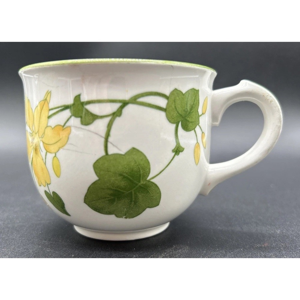 Villeroy & Boch Mettlach Flora Tea Cup Yellow Flower Green Leaf Germany